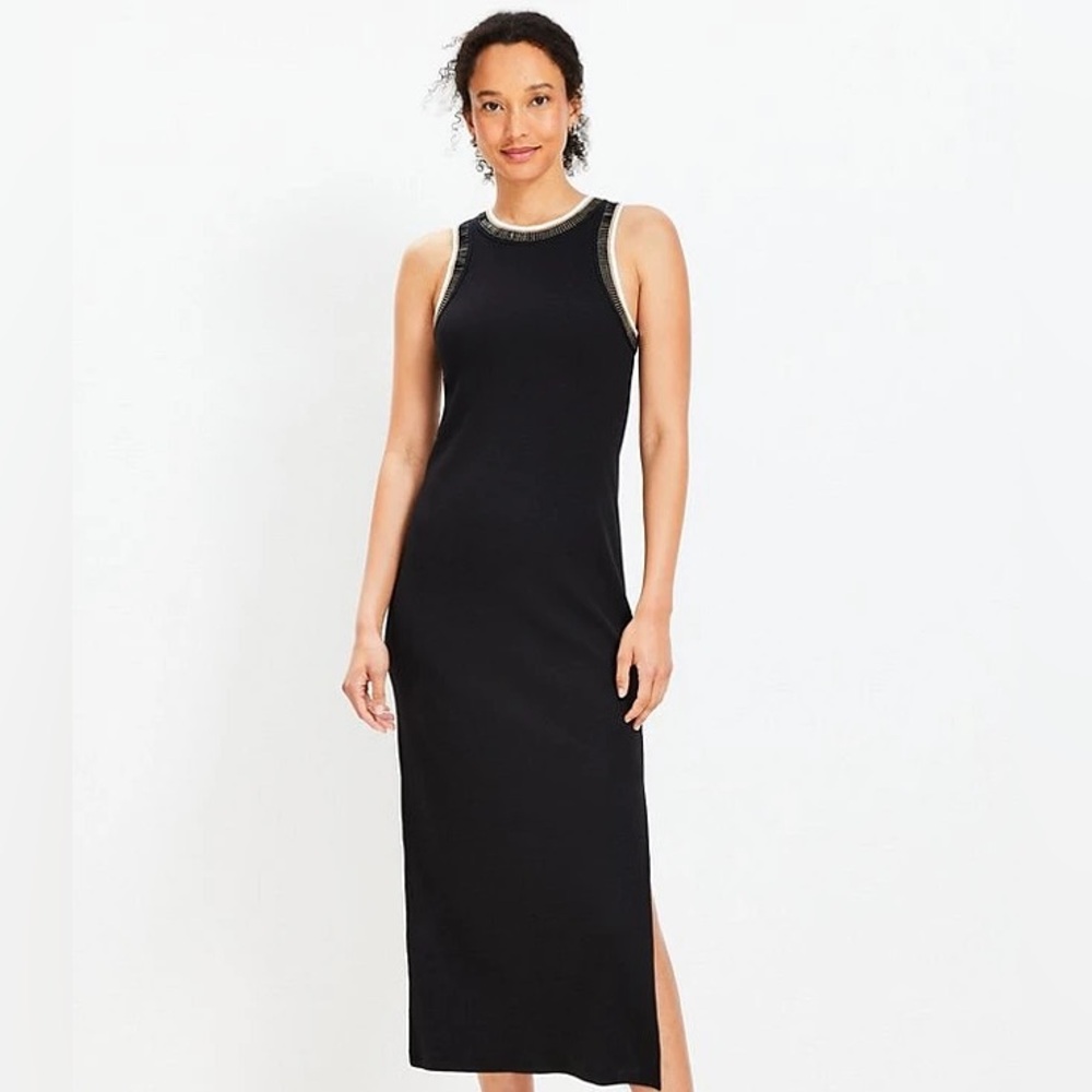 LOFT Black and White Trim Maxi Dress NWT Size XL